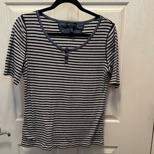 Ralph Lauren Navy and White Striped Tee